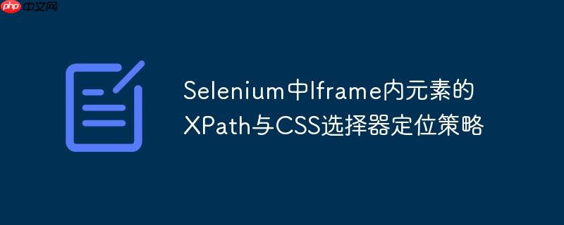 Selenium中Iframe内元素的XPath与CSS选择器定位策略
