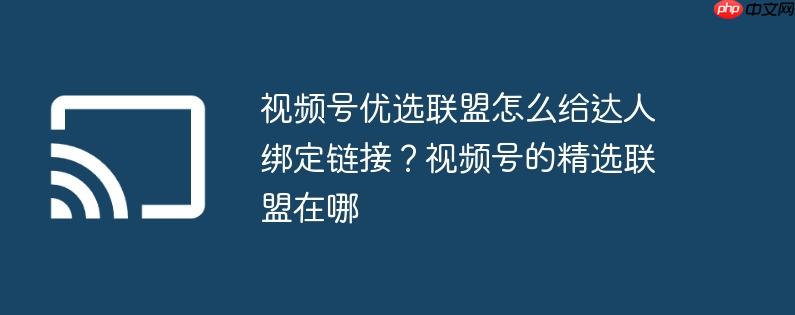 视频号优选联盟怎么给达人绑定链接？视频号的精选联盟在哪