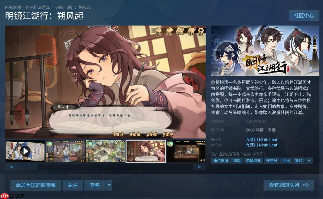 武侠模拟养成RPG《明镜江湖行：朔风起》公布