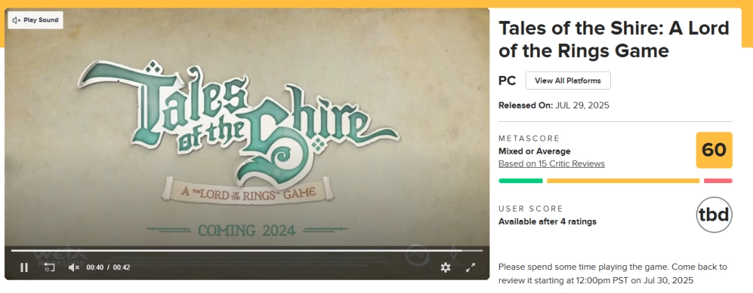  《指环王：夏尔传说》媒体评分解禁 IGN4分差评！