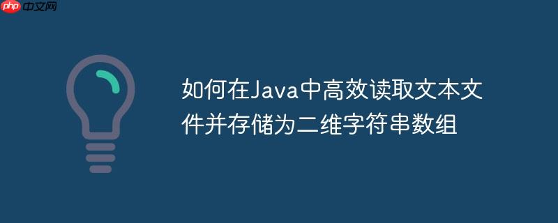 如何在Java中高效读取文本文件并存储为二维字符串数组