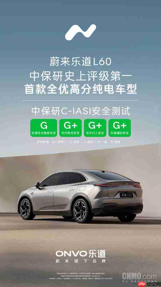 中保研史上评级第一!乐道L60获C-IASI测试全优成绩
