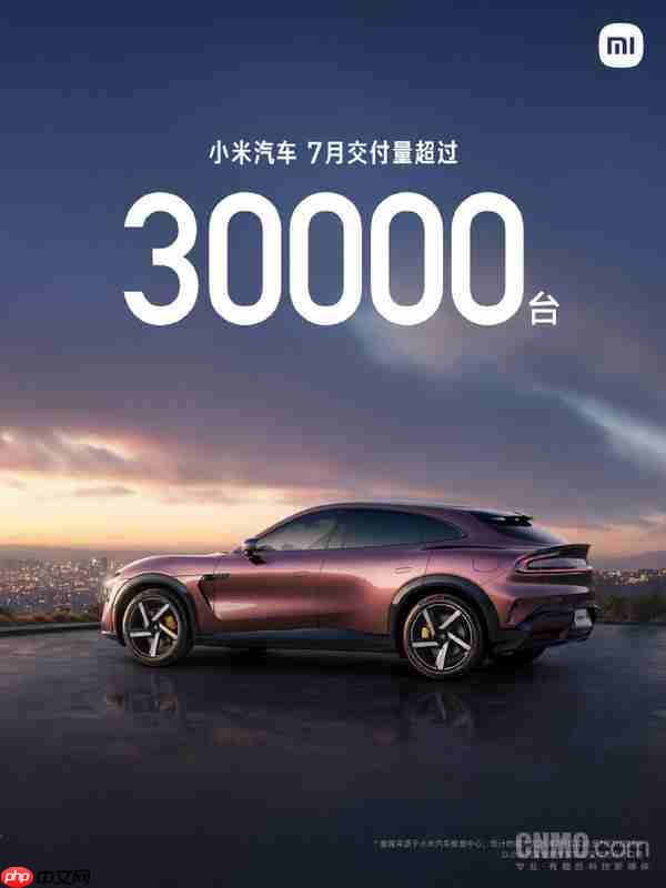 首次超30000台！小米汽车7月交付量公布 雷军发文感谢