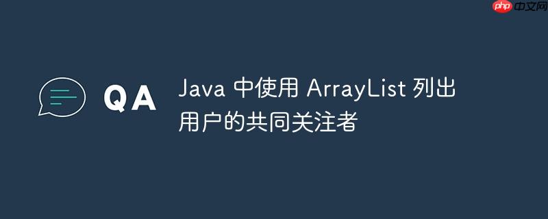 java 中使用 arraylist 列出用户的共同关注者