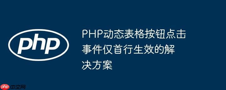 PHP动态表格按钮点击事件仅首行生效的解决方案