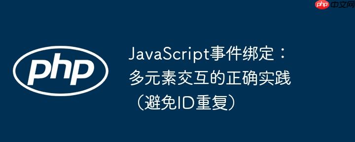 JavaScript事件绑定:多元素交互的正确实践(避免ID重复)