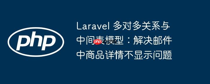 Laravel 多对多关系与中间表模型:解决邮件中商品详情不显示问题