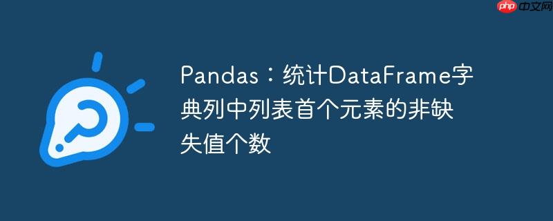 pandas:统计dataframe字典列中列表首个元素的非缺失值个数