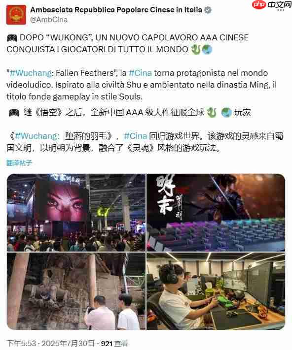 中国驻多国大使馆赞扬《明末:渊虚之羽》征服全球玩家