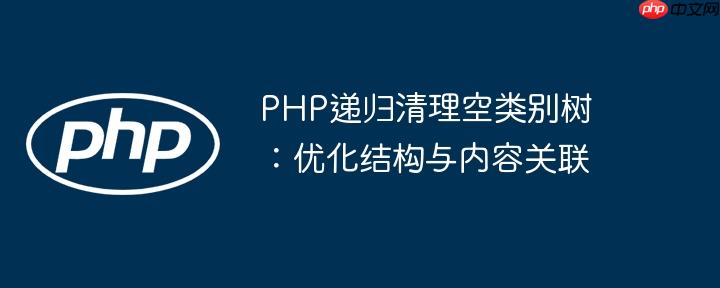 PHP递归清理空类别树:优化结构与内容关联