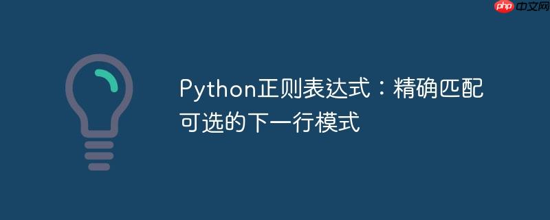 Python正则表达式：精确匹配可选的下一行模式
