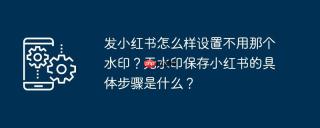 发小红书怎么样设置不用那个水印？无水印保存小红书的具体步骤是什么？