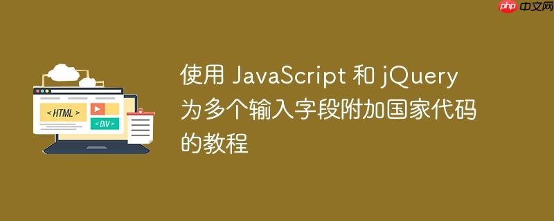 使用 JavaScript 和 jQuery 为多个输入字段附加国家代码的教程