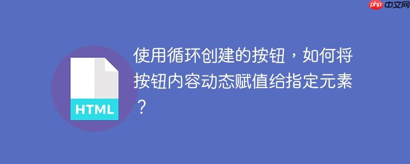 使用循环创建的按钮，如何将按钮内容动态赋值给指定元素？