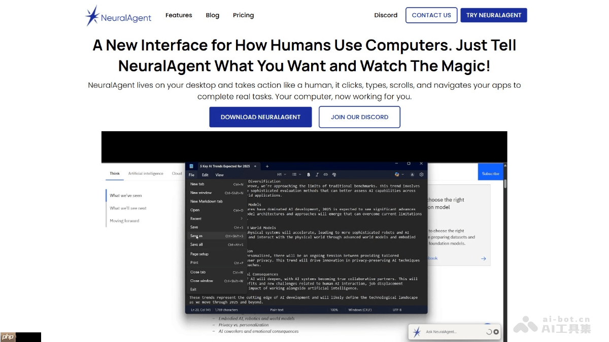 NeuralAgent— 开源的桌面AI助手，自然语言执行复杂任务