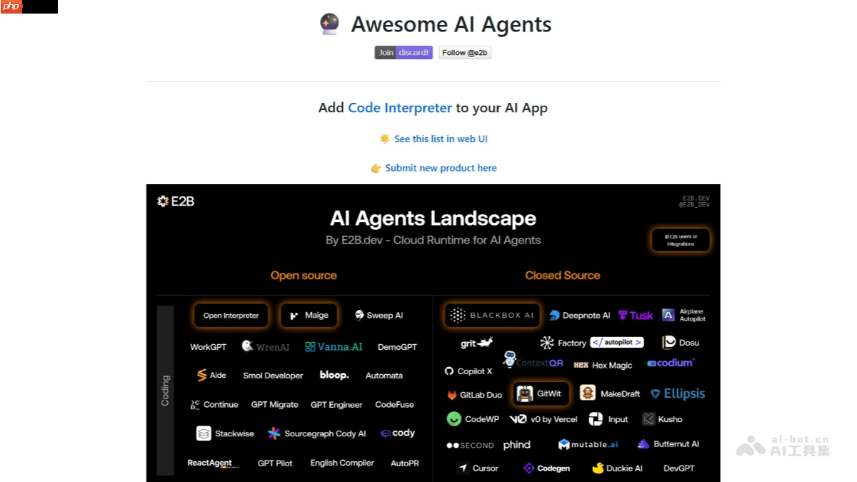 Awesome AI Agents— e2b-dev推出的AI Agent大合集GitHub