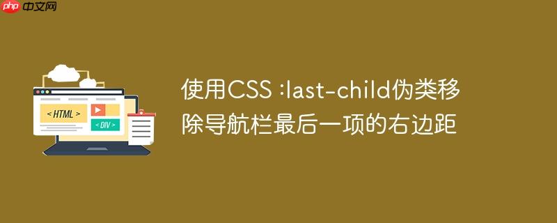 使用CSS :last-child伪类移除导航栏最后一项的右边距