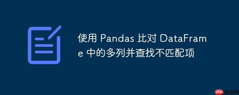 使用 pandas 比对 dataframe 中的多列并查找不匹配项