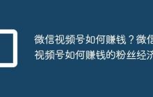 微信视频号如何赚钱?微信视频号如何赚钱的粉丝经济