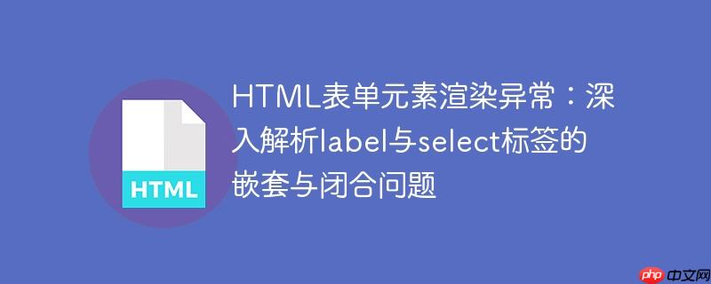 HTML表单元素渲染异常：深入解析label与select标签的嵌套与闭合问题

