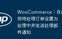 WooCommerce：自动将待处理订单设置为处理中并发送处理邮件通知