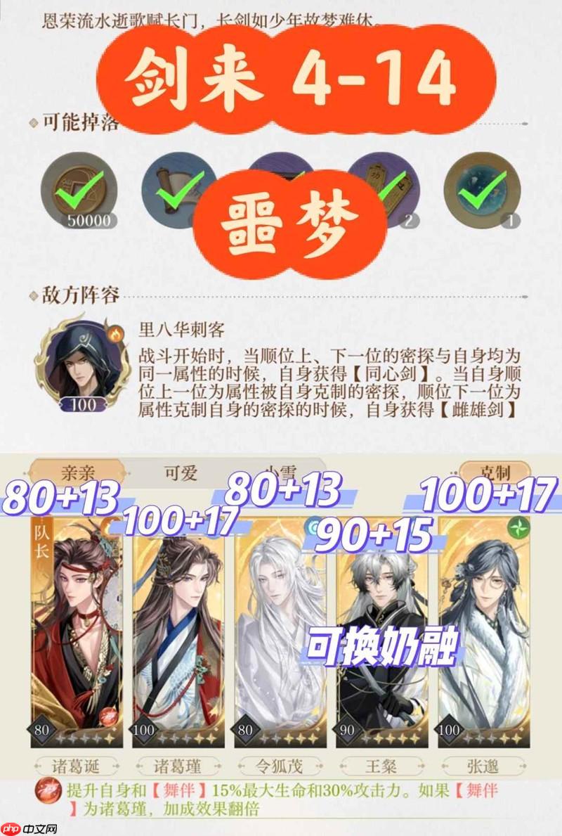 如鸢剑剑剑来4-14攻略 噩梦机制及跟打表格