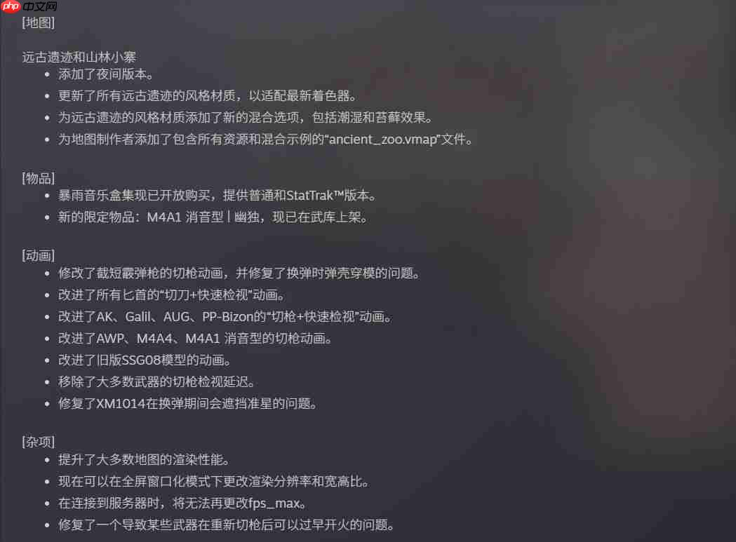 切枪动画大优化! 《cs2》8月15日进行小型更新