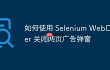 如何使用 Selenium WebDriver 關閉網(wǎng)頁廣告彈窗