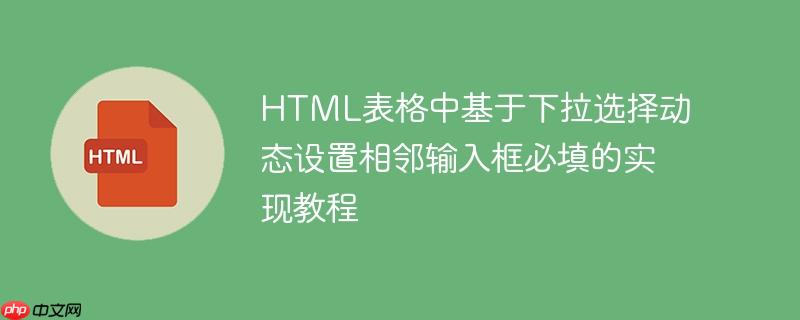 HTML表格中基于下拉选择动态设置相邻输入框必填的实现教程