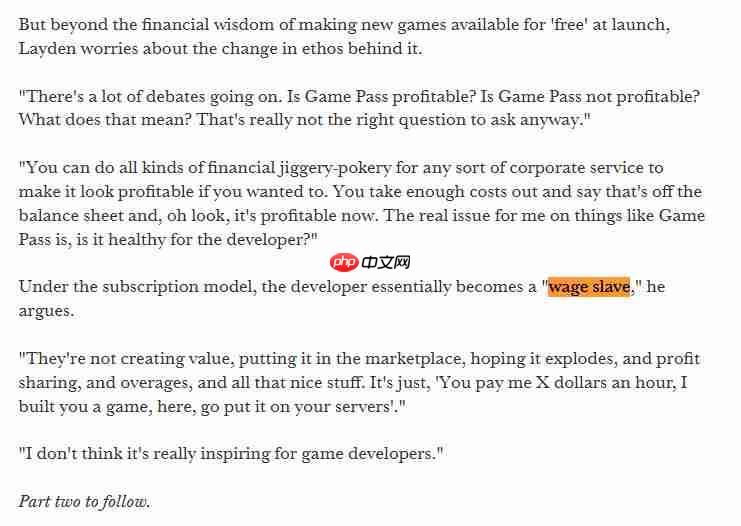 前PS高管痛批Game Pass:让开发商变成工资奴隶