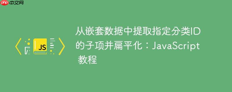 从嵌套数据中提取指定分类ID的子项并扁平化：JavaScript 教程-小浪学习网