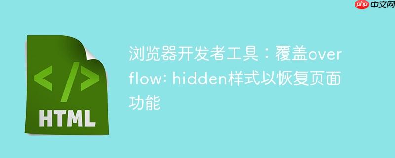 浏览器开发者工具：覆盖overflow: hidden样式以恢复页面功能-小浪学习网
