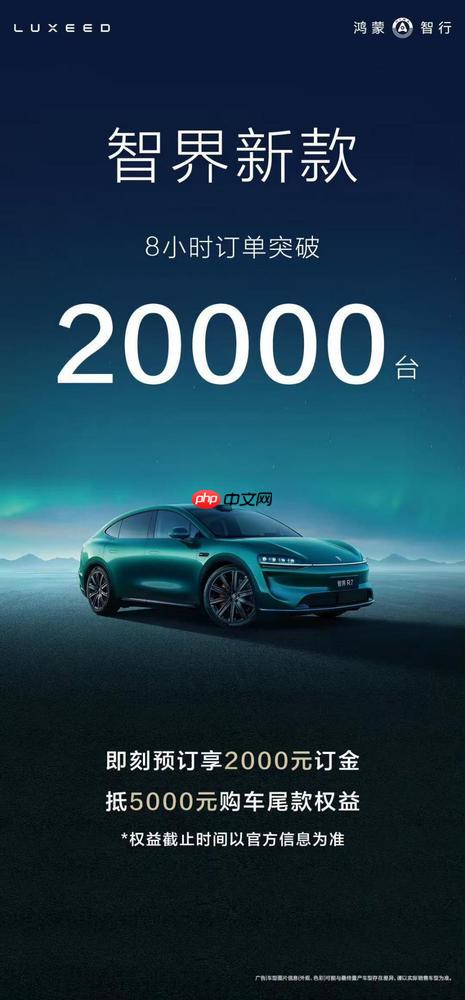 智界新款 8 小时订单突破 20000 台,25 万级市场的鲶鱼来了