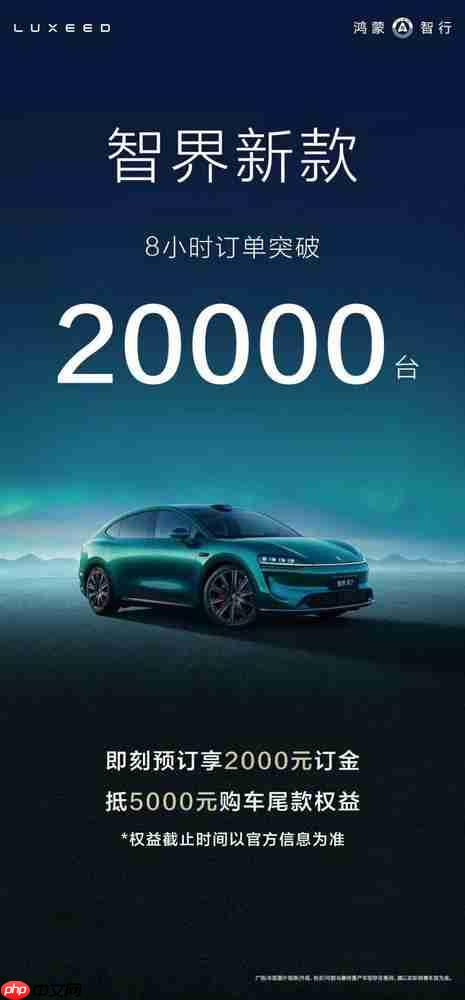  智界新款 8 小时订单突破 20000 台，25 万级市场的鲶鱼来了 