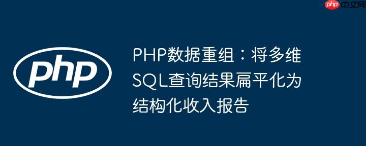 PHP数据重组:将多维SQL查询结果扁平化为结构化收入报告
