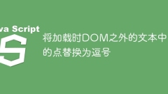 Replace points in text outside the DOM when loading with commas
