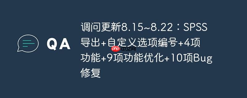 调问更新8.15~8.22:spss导出+自定义选项编号+4项功能+9项功能优化+10项bug修复