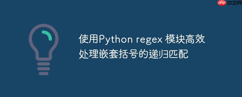 使用Python regex 模块高效处理嵌套括号的递归匹配

