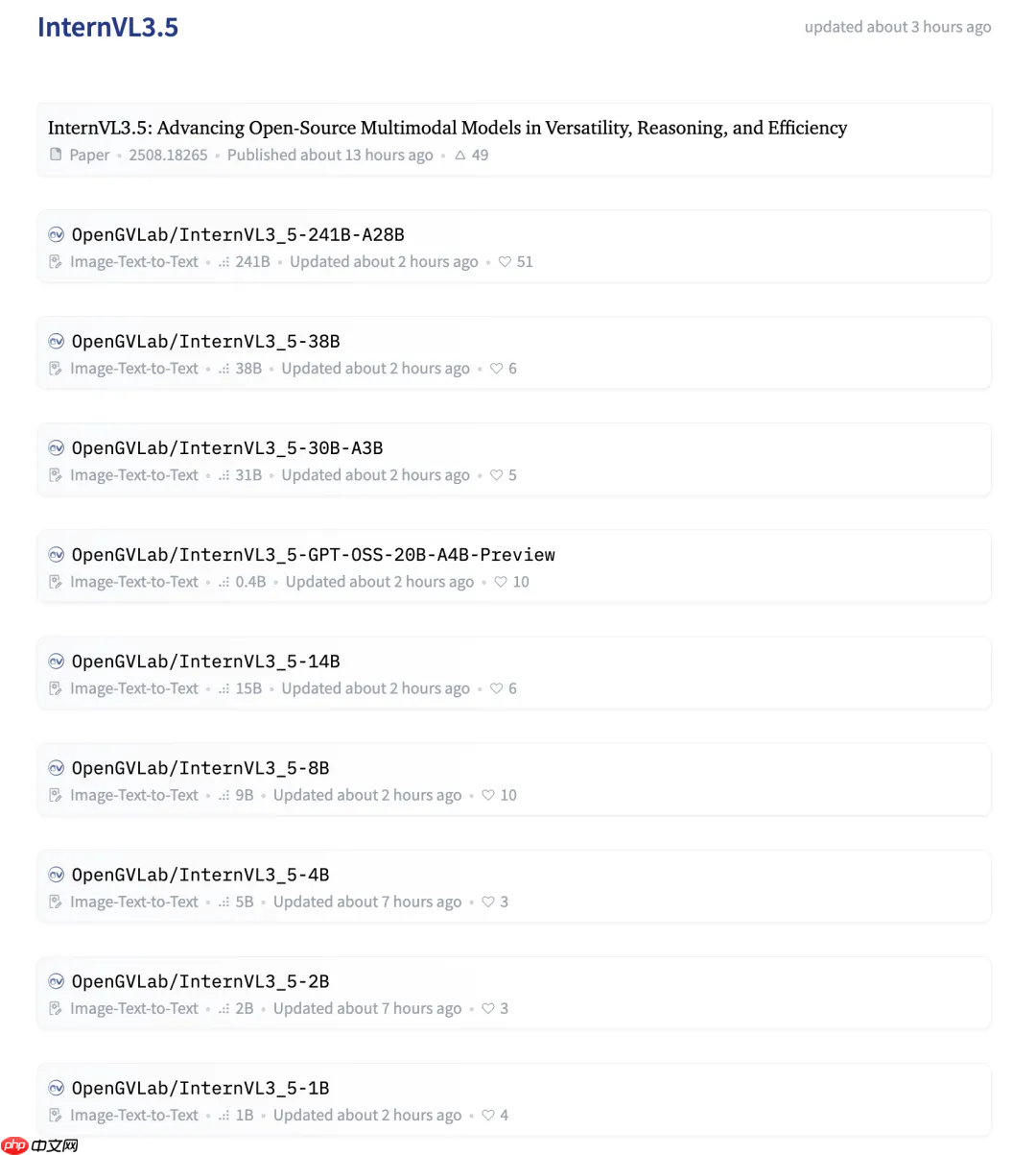 书生发布 InternVL 3.5 最新视觉全系列模型