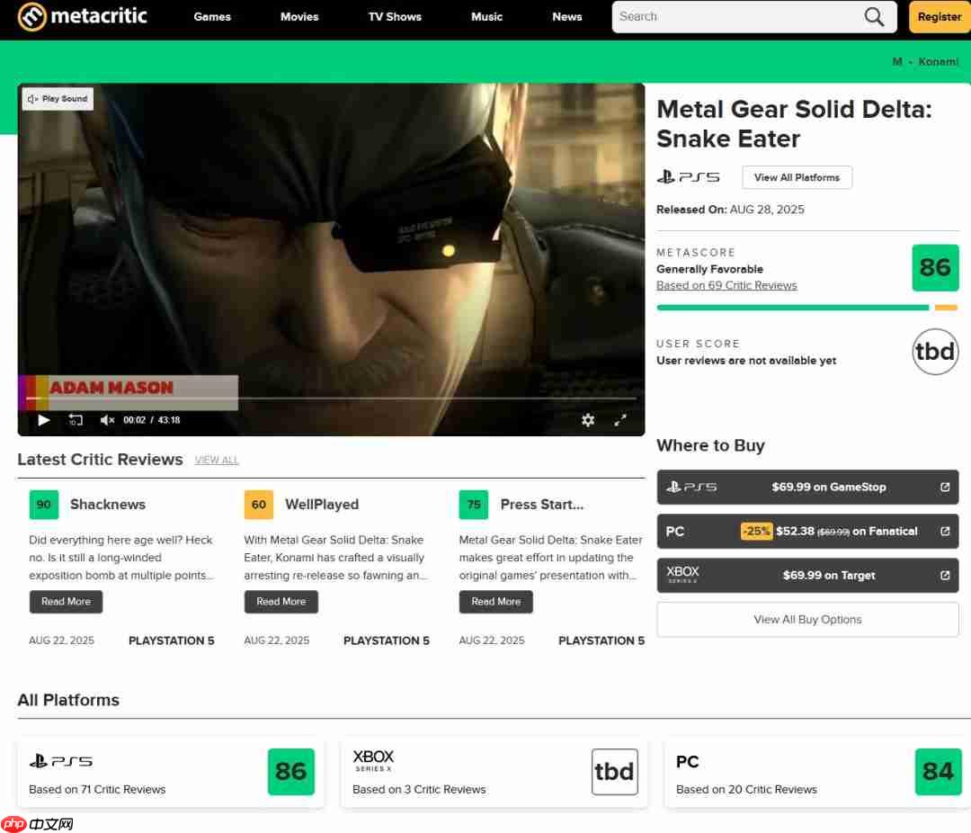 《合金装备3：重制版》RTX 4060测试 带不动1080P最高画质