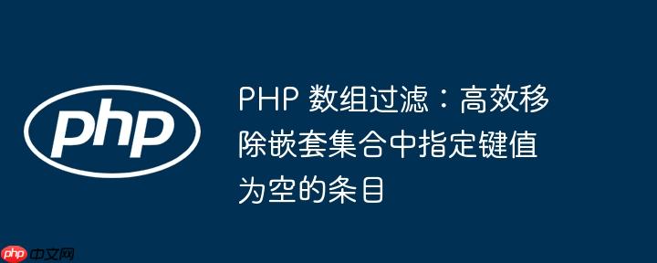 PHP 数组过滤：高效移除嵌套集合中指定键值为空的条目
