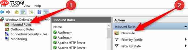 在Windows 10防火墙中打开端口