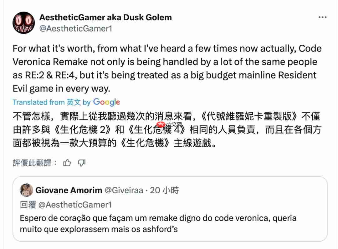 《生化危机：代号维罗妮卡》重制版或成为主系列大作 规格高