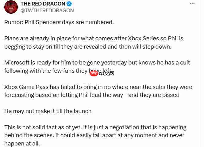 传闻称Xbox负责人菲尔·斯宾塞即将离任