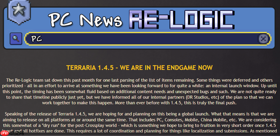 14年经典《泰拉瑞亚》最终更新接近完成！特大规模