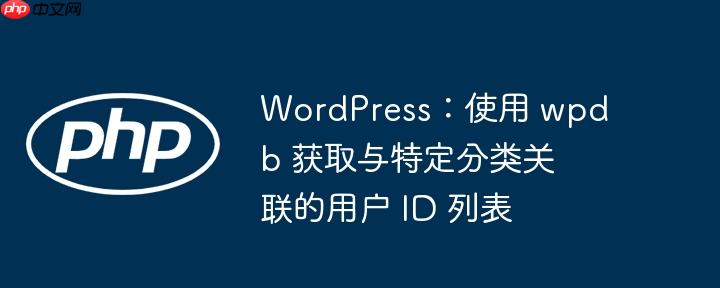 wordpress：使用 wpdb 获取与特定分类关联的用户 id 列表