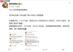 全球首发2亿新主摄！vivo X300影像参数出炉