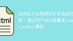 How to enable web text selection permanently: Override the user-select property via user stylesheet