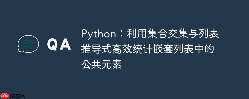 Python:利用集合交集与列表推导式高效统计嵌套列表中的公共元素