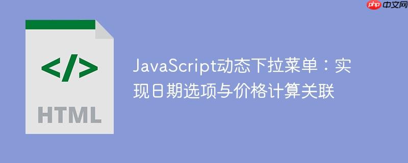 JavaScript动态下拉菜单:实现日期选项与价格计算关联
